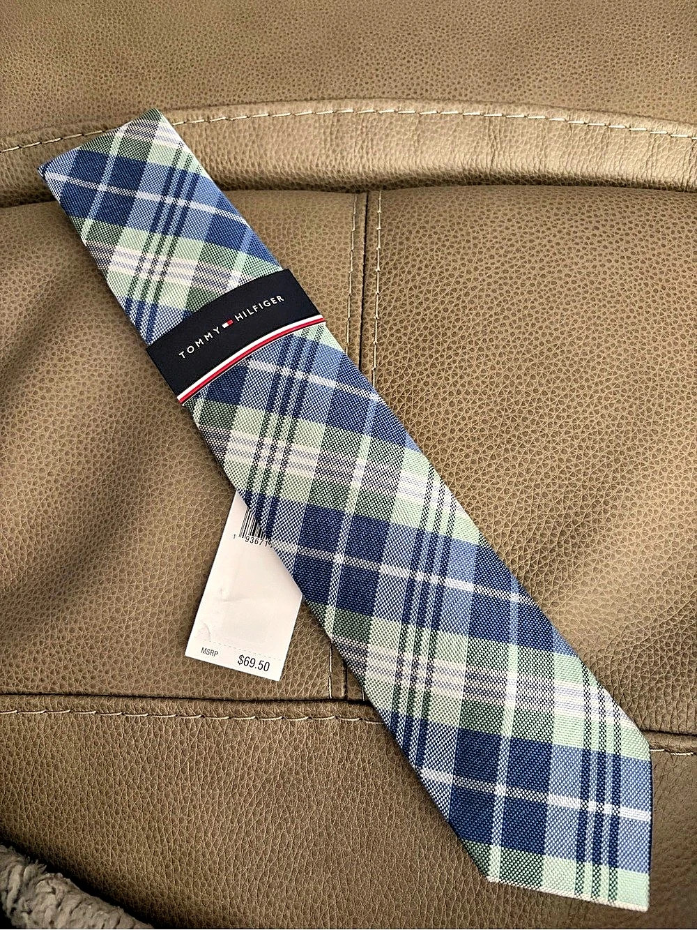 Tommy Hilfiger Plaid Tie in Blue & Green NWT